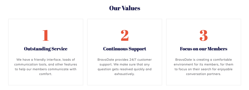 Bravo Date.com values