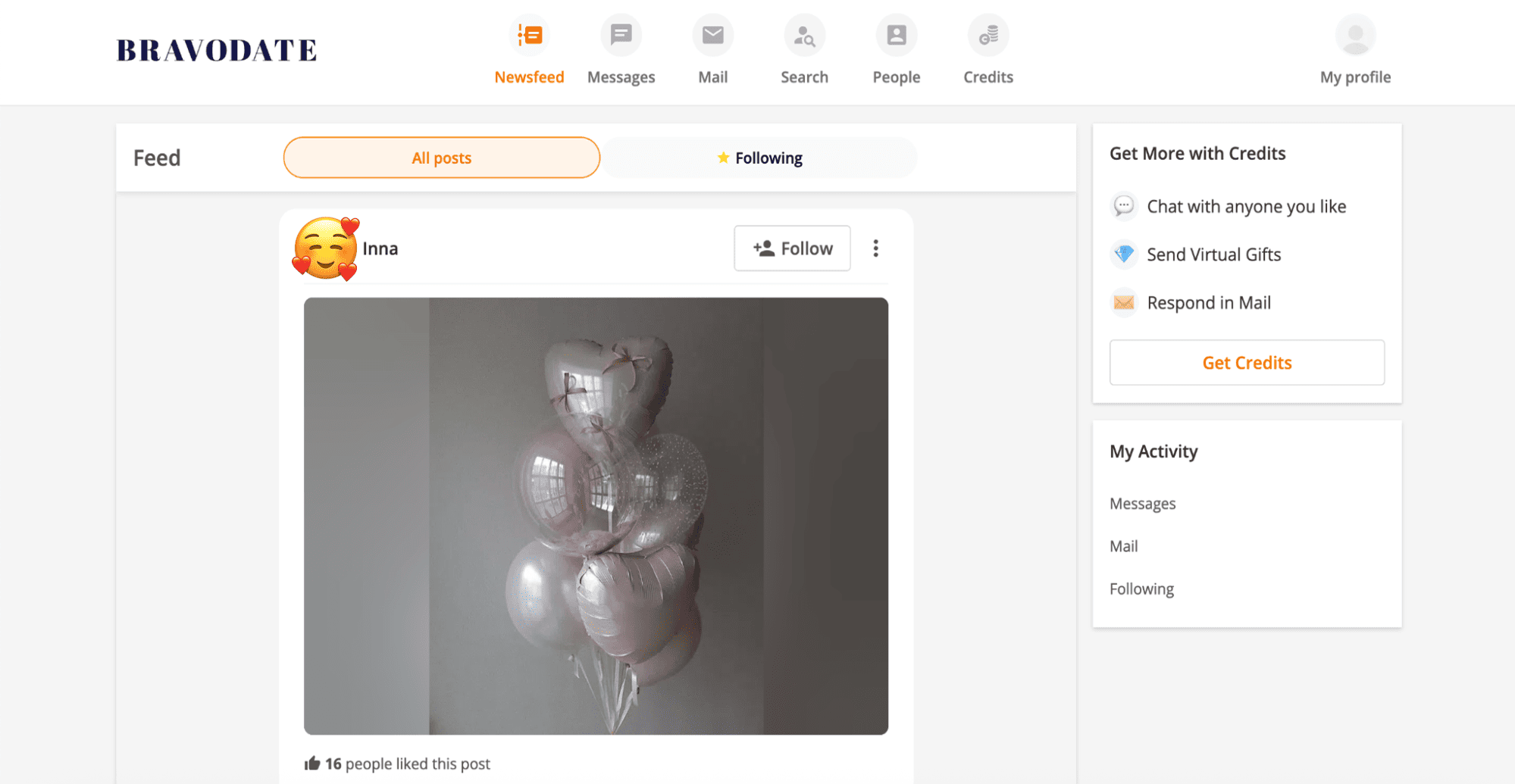 Explore the newsfeed on BravoDate.com