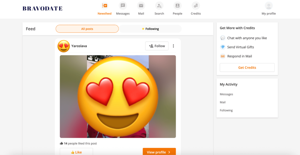New BravoDate account dashboard